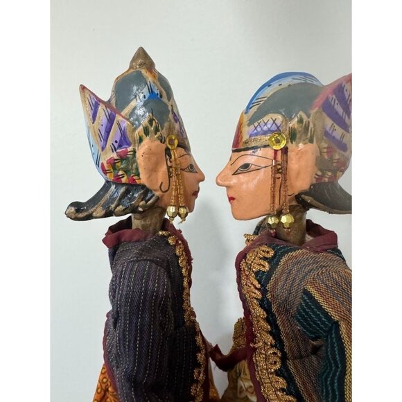 Set of Two Vintage Style Indonesian Stick Puppet Wayang Golek Rod Puppet Japanes - Picture 9 of 10